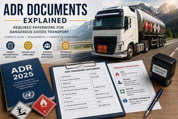 ADR-transportdokumenter for farligt gods og påkrævet logistikdokumentation i Europa